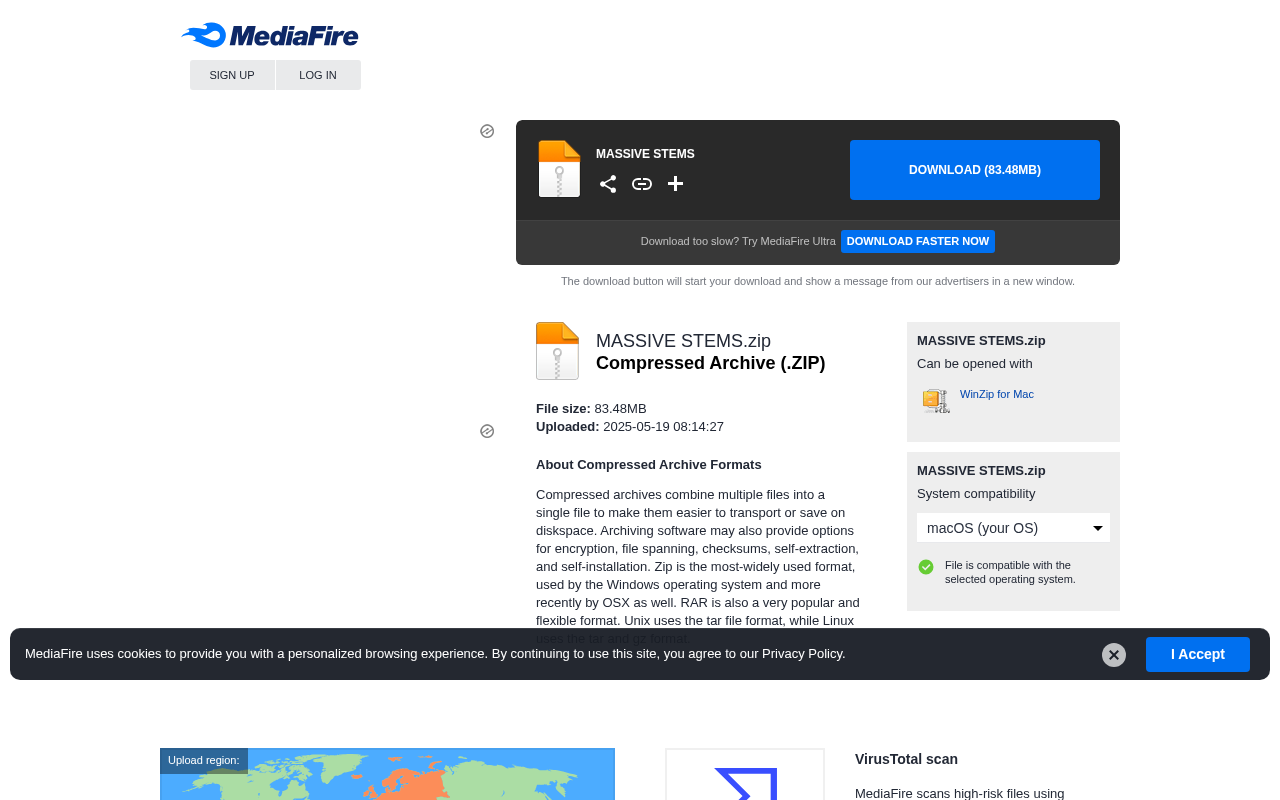 Screenshot of mediafire.com
