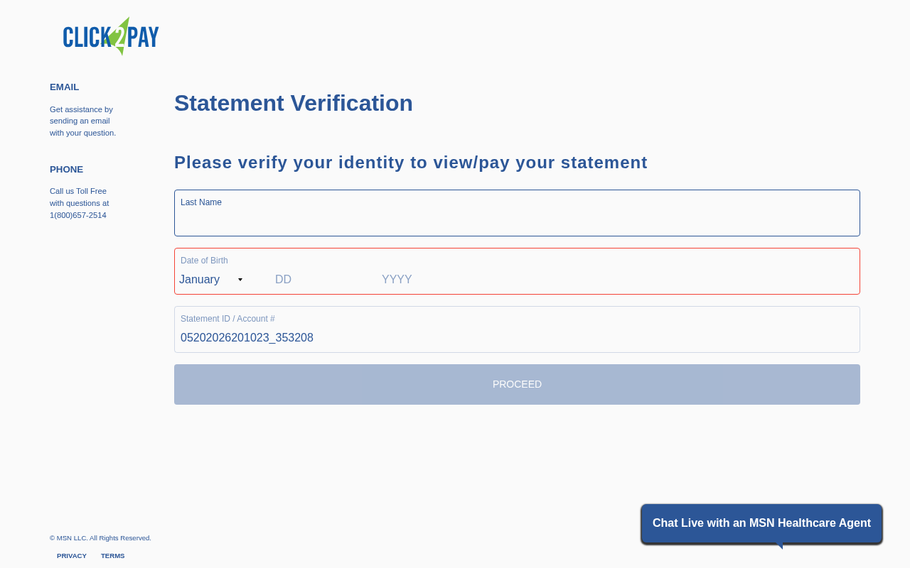 Screenshot of sms.click2pay.us